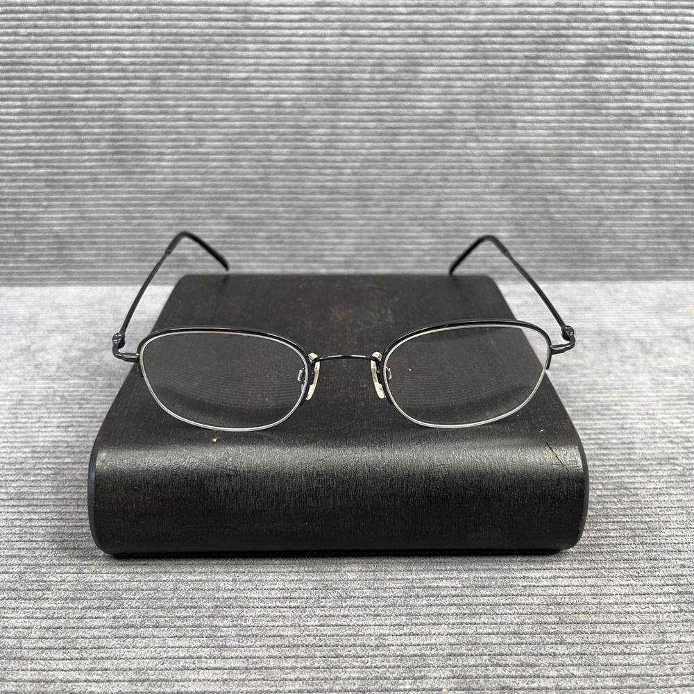 Vintage Black Semi Rimless Metal y2k Eyeglasses Oval Frame Minimalist Glasses